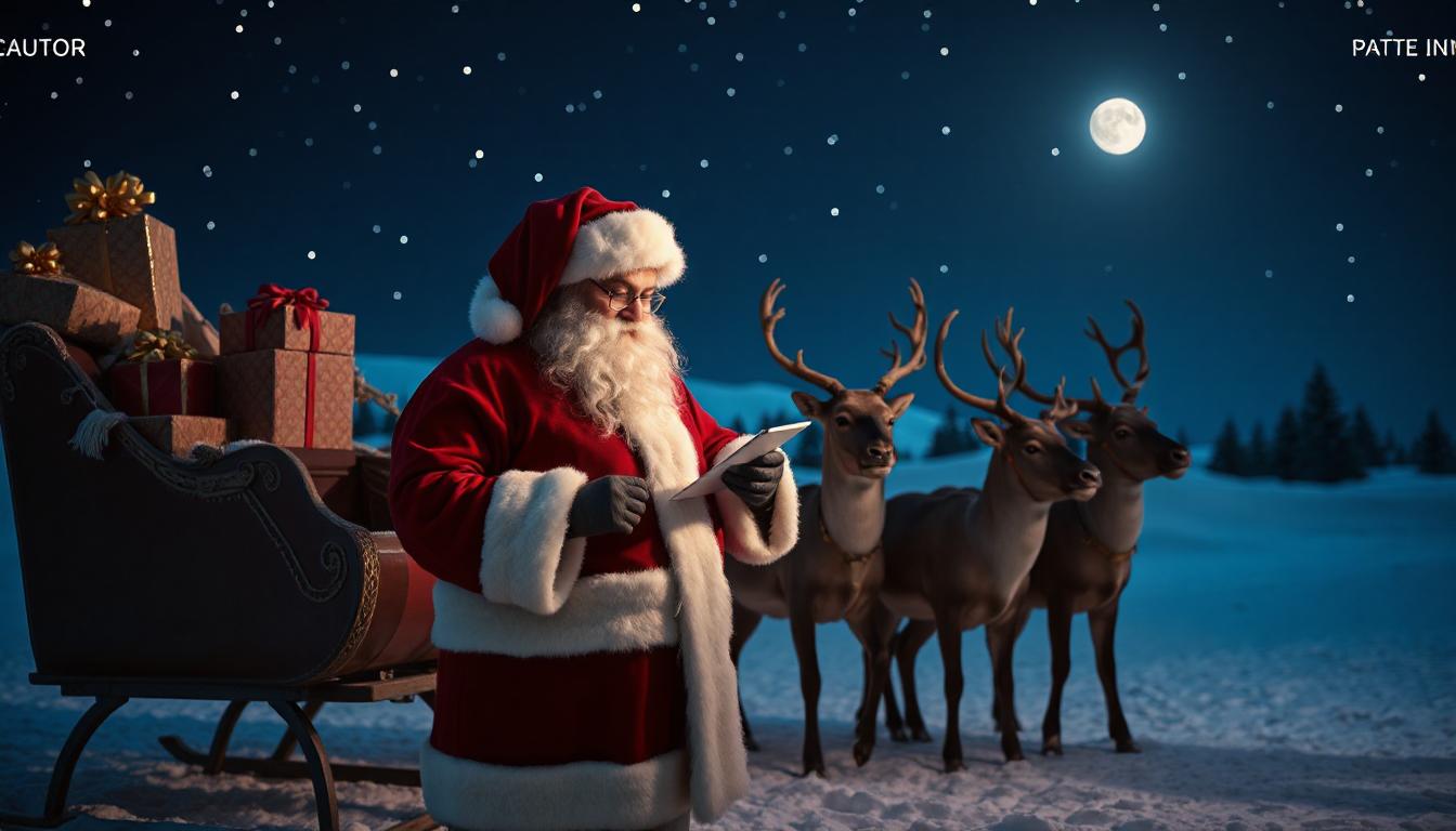 Le Père Noël distribue des cadeaux