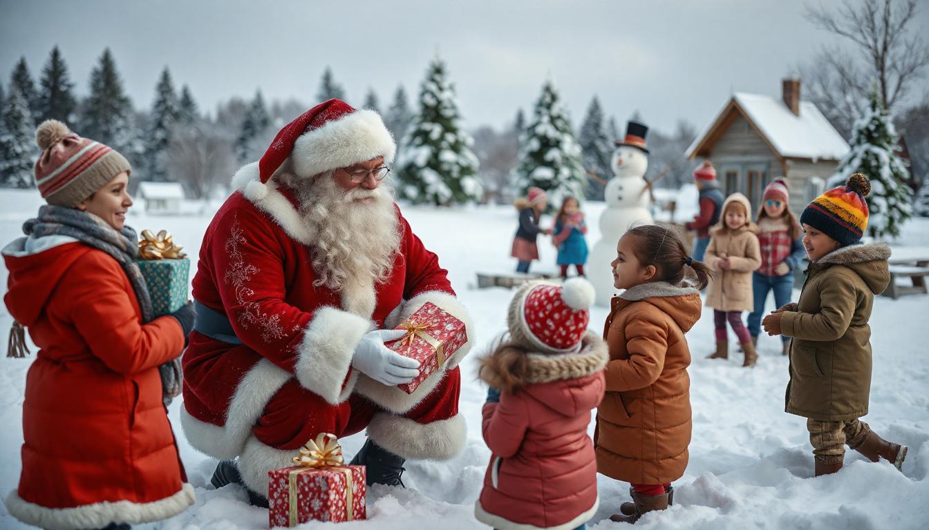 Le Père Noël envoie des cadeaux aux enfants