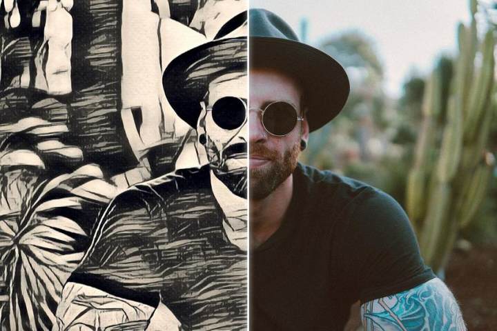 The before and after effect of turning a male portrait into sketch
