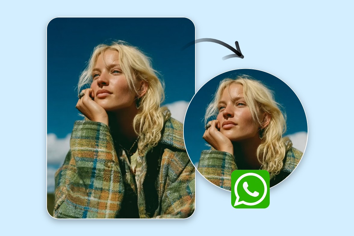 Use fotor whatsapp dp converter to resize a womans image and fit whatsapp dp size